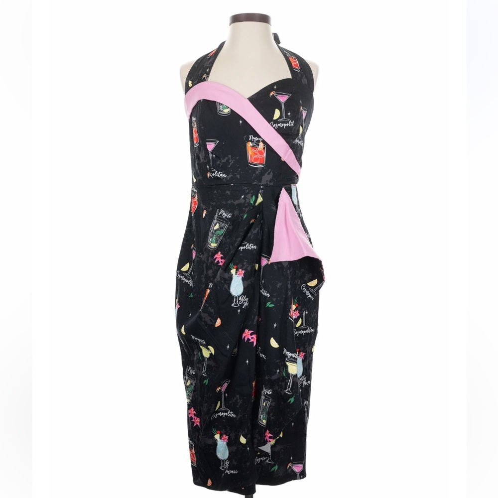 Collectif Tiki Drinks Sarong Dress Size Small